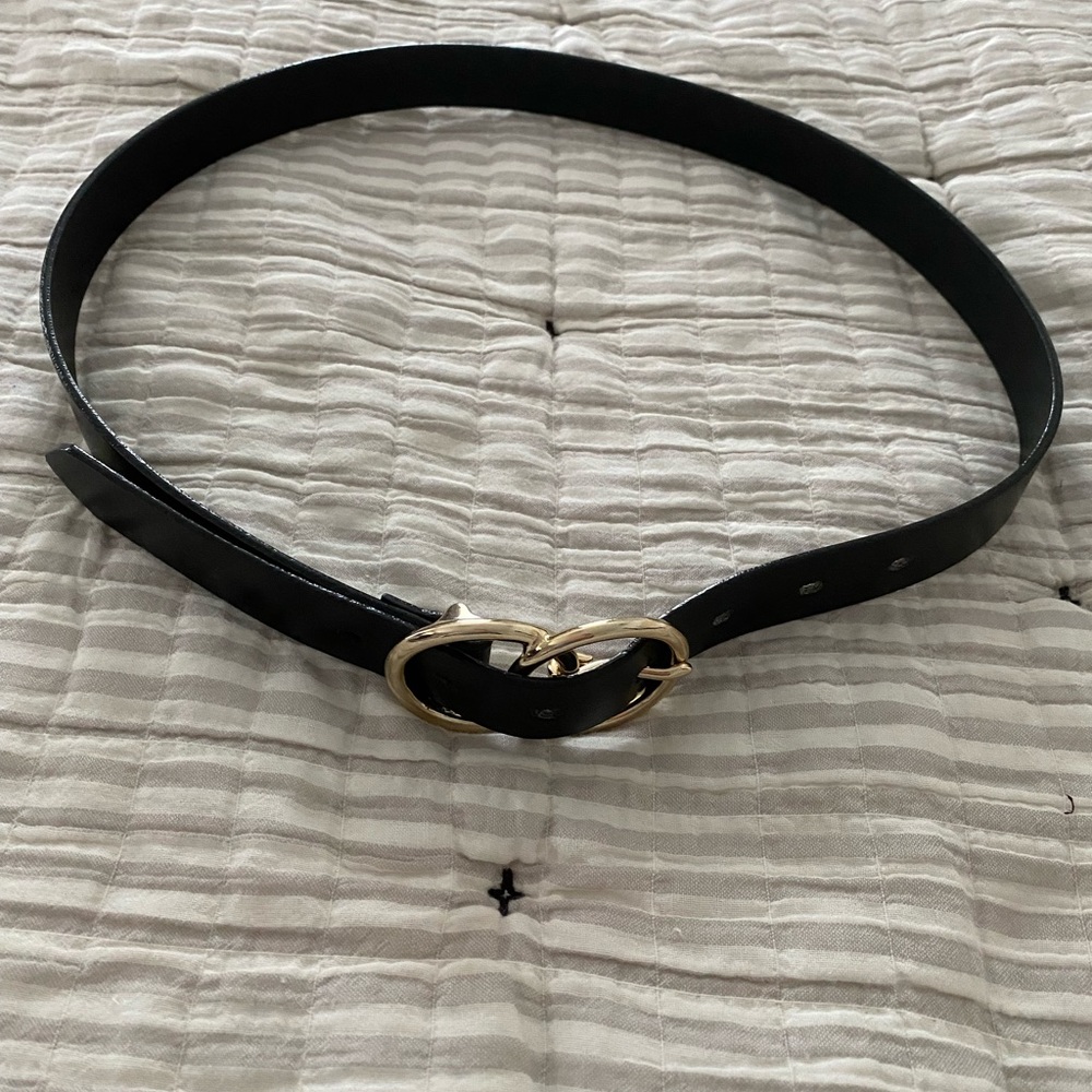 NEW without tags. Nordstrom house brand black belt with gold hardware
